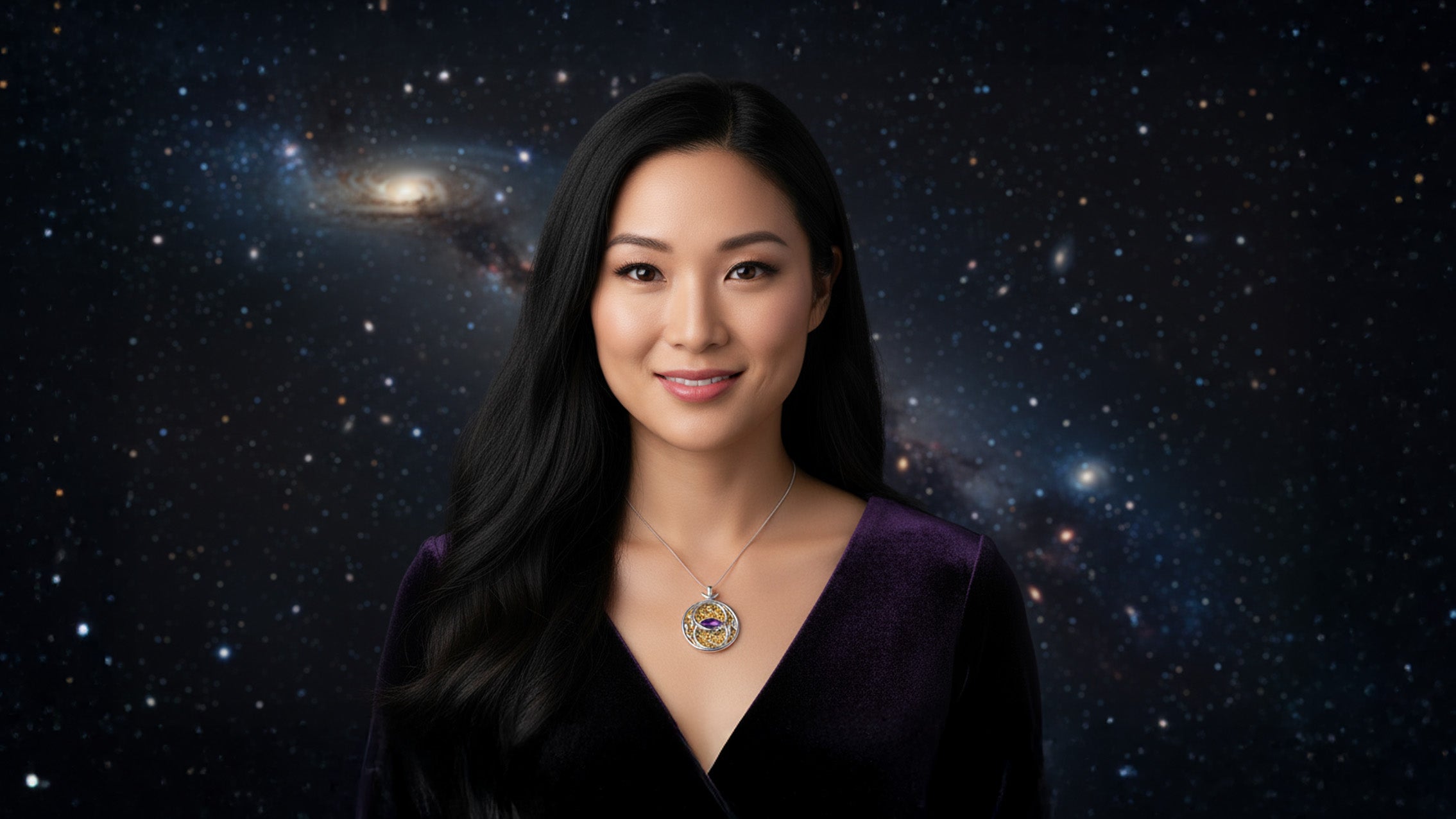 Amethyst Harmonic Union Talisman Pendant set in 925 Sterling Silver and plated in 24 k Gold