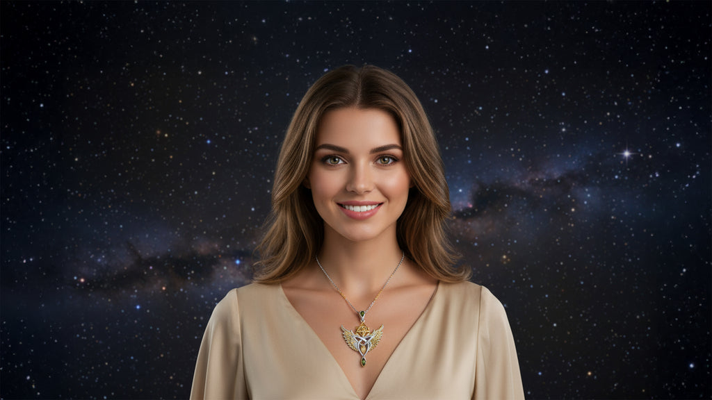 Starborne Unity Talisman Pendant with Libyan Desert Glass and Moldavites set in 925 Sterling Silver and plated in 24 k Gold