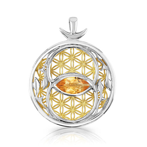 Citrine Harmonic Union Talisman Pendant set in 925 Sterling Silver and plated in 24 k Gold