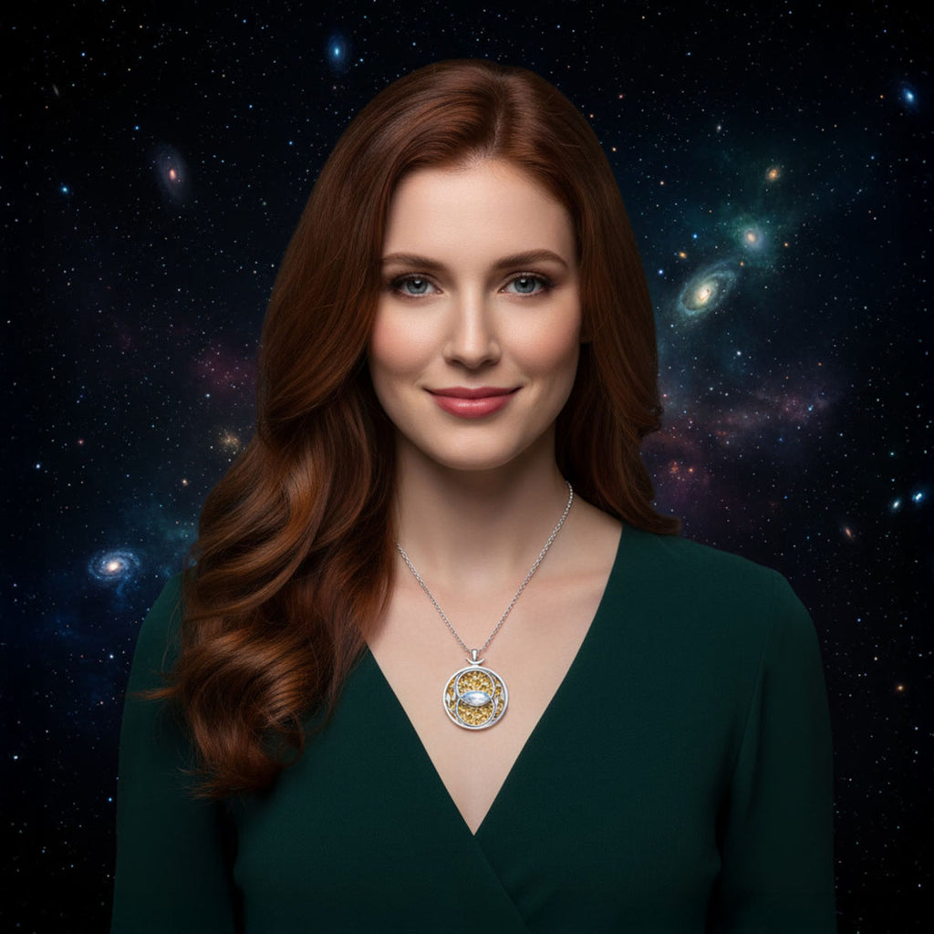 Rainbow Moonstone Harmonic Union Talisman Pendant set in 925 Sterling Silver and plated in 24 k Gold